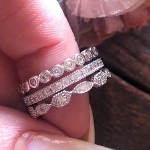 Faux Diamond Stacking Rings 925SS Sz7 NWT